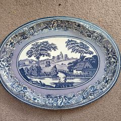 Retro 1970s Daher Decorated Ware large oval metal tin lithograph serving tray, made in England, kitchenalia