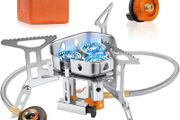 Camping Gas Stove, Windproof Backpacking Burner Cooking Stoves 6800W, Foldable Rocket Camping Stove with Carry Box, Outdoor Camping Gas Burner for Cooking, Hiking, Camping, Trekking, Picnic