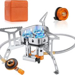 Camping Gas Stove, Windproof Backpacking Burner Cooking Stoves 6800W, Foldable Rocket Camping Stove with Carry Box, Outdoor Camping Gas Burner for Cooking, Hiking, Camping, Trekking, Picnic