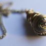 Flapper Gold Chain Necklace With Mixed Metal Wire Coil & Gold Tone Pendant Image 5