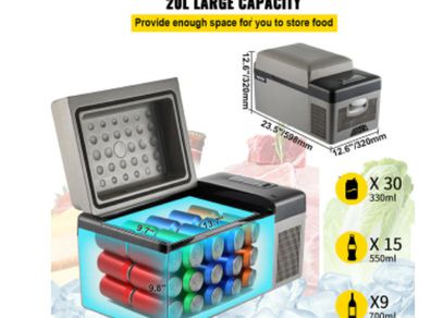 20L Mini Car Refrigerator Fridge Freezer for Camping Picnic Boating Caravan Bar