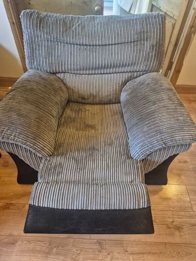 Premium cream leather Sofa-3 seater. 1 grey Chair