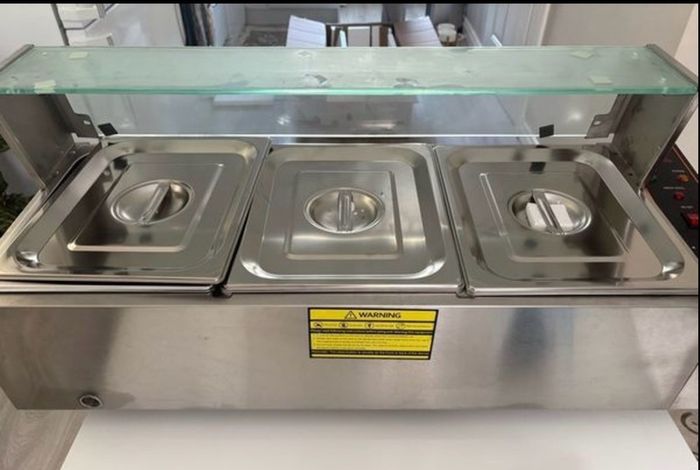 Commercial Food Warmer, 1500W Electric Stainless Steel Steam Food Warmer with Glass Cover, 3 Pan Countertop Buffet Bain Marie with Soup & Perforated Ladles, for Catering, Restaurant & Party