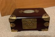 Vintage Chinese brass mounted rosewood jewellery box