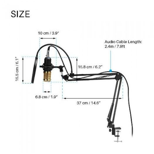 08711 Condenser Microphone Live Studio Sound Recording Mount Boom Stands Kit