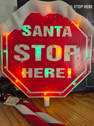 Festive 100cm Santa Stop Here Stake