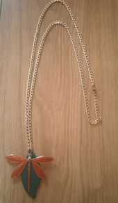 Dragonfly and leaf pendant