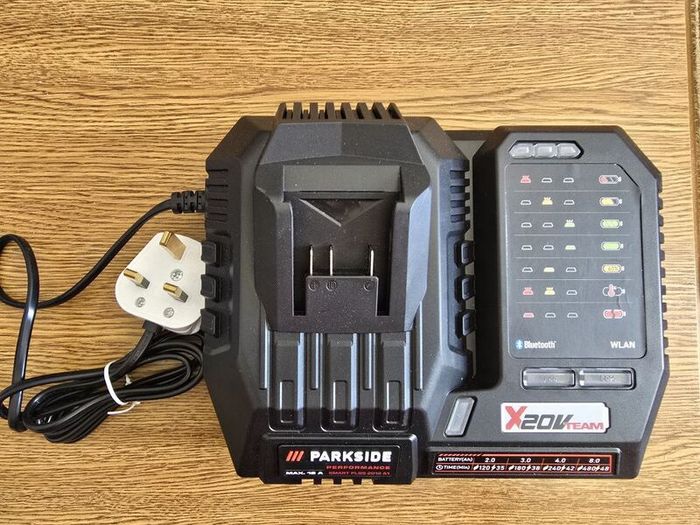 Parkside Performance 12A X20V Smart Bluetooth Super Fast Battery Charger. 12AH 8AH 4AH X20V Smart Bluetooth Batteries. 2.5AH 5AH X12V Next Gen Performance Batteries 6.0A X12V Next Gen Performance Fast Charger.