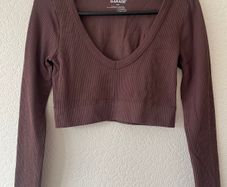 Garage brown crop long sleeve brushed rib top Size M / 38 / 10