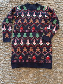 Next Christmas navy knitted dress age 8 like new!