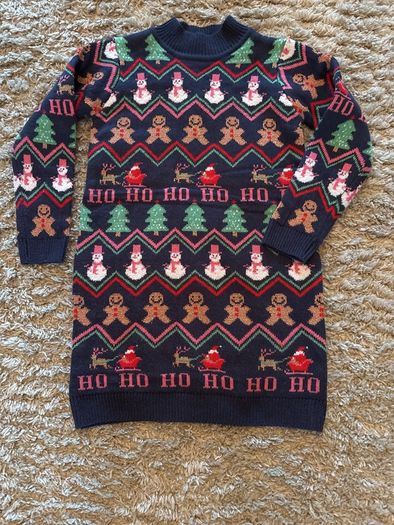 Next Christmas navy knitted dress age 8 like new!