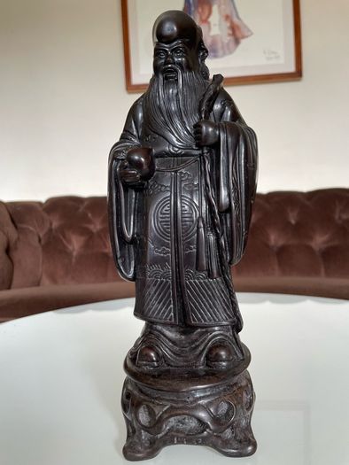 Rare Vintage Resin Asian Japanese Statue Fukurokuju Lucky God