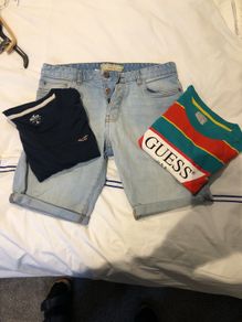 Denim shorts and 2 t shirts guess Hollister next as new