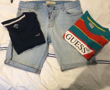 Denim shorts and 2 t shirts guess Hollister next as new