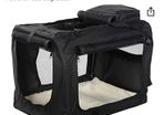 MOOL Lightweight Fabric Pet Carrier Crate with Fleece Mat and Food Bag, Black