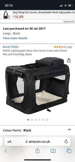 MOOL Lightweight Fabric Pet Carrier Crate with Fleece Mat and Food Bag, Black