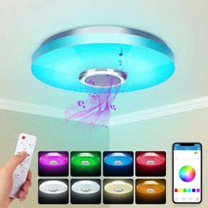 36W LED Ceiling Light with Bluetooth Speaker, Intelligent with Remote Control and APP Control, RGBW Colour Change, Adjustable for Bedroom, Kitchen, Bathroom, Nursery, Living Room