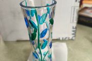 Tree of Life Blue Venetian Glass Bud Vase - Handmade in Italy, Colorful Murano Glass Vase