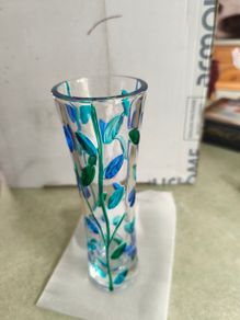Tree of Life Blue Venetian Glass Bud Vase - Handmade in Italy, Colorful Murano Glass Vase