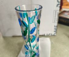Tree of Life Blue Venetian Glass Bud Vase - Handmade in Italy, Colorful Murano Glass Vase