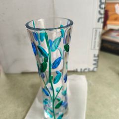 Tree of Life Blue Venetian Glass Bud Vase - Handmade in Italy, Colorful Murano Glass Vase