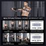 Portable Home Gym Set with Workout Bar, Bench Press Set, Squat Resistance Band, Door Anchor and More-Full Body Workout Equipment to Build Muscle and Shape Body Image 4