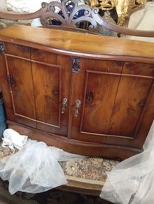 Antique Victorian burr walnut display cabinet