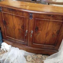 Antique Victorian burr walnut display cabinet