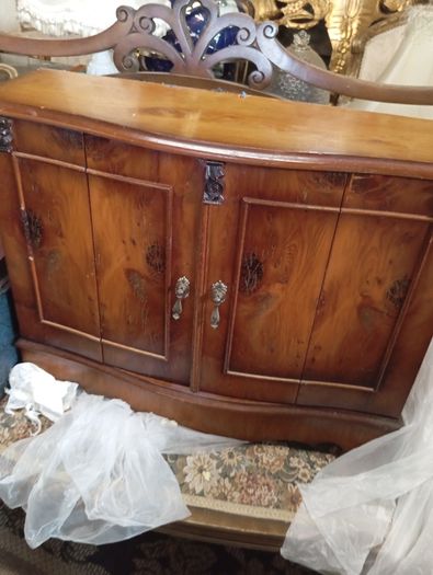 Antique Victorian burr walnut display cabinet