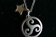 Vintage sterling silver 925 Irish Celtic Knot Clover Pendant And Chain L-17"  4,90g