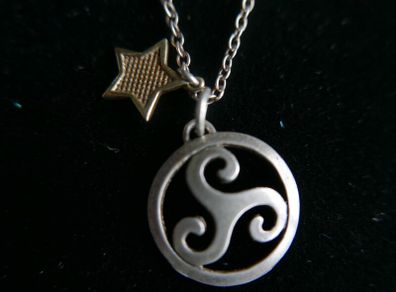 Vintage sterling silver 925 Irish Celtic Knot Clover Pendant And Chain L-17"  4,90g