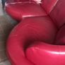 Red Leather curved sofa.. very large! Image 2