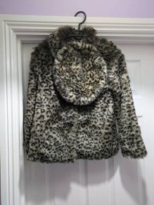 girls faux fur leopard print