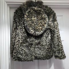 girls faux fur leopard print