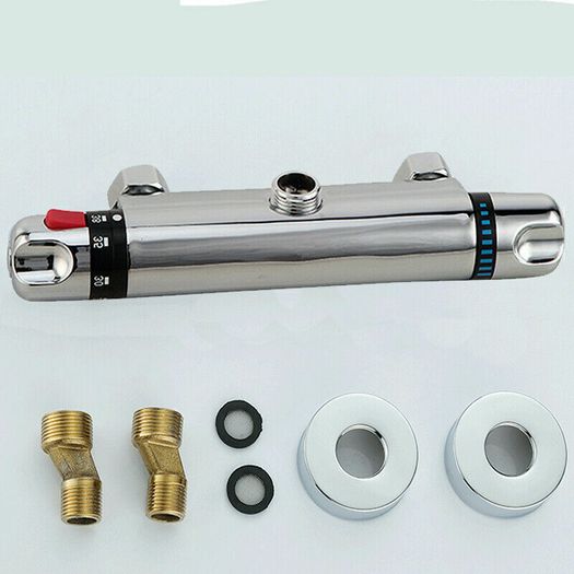 Modern Thermostatic Bar Shower Mixer Valve Tap Chrome Bottom 3/4" Outlet