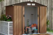 Outdoor Storage Shed, 7ft x 4ft, Large Patio Roofed Tool Metal Storage Building Foundation Sheds Box Outdoor Furniture