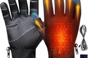 USB Electric Heating Gloves with 3 Temperature Levels, Windproof &amp; Touchscreen Full Finger Hand Warmers for Outdoor Cycling Motorcycle Skiing and Winter Activities
