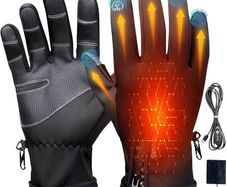USB Electric Heating Gloves with 3 Temperature Levels, Windproof & Touchscreen Full Finger Hand Warmers for Outdoor Cycling Motorcycle Skiing and Winter Activities