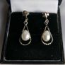 Vintage Sterling Silver 925 Pearl  Drop Earrings Image 2