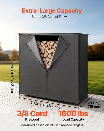 Outdoor Firewood Rack with Waterproof Cover