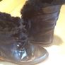Black Leather & Fur Vintage Ankle Boots Image 7