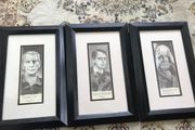 Black &amp; White Irish Artist Prints Framed x3