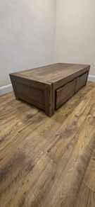 Coffee table solid wood with drawers heavy unique table
