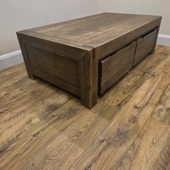 Coffee table solid wood with drawers heavy unique table