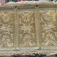 Vintage Irvinware Chrome Relish Tray with 3 Glass Dishes
