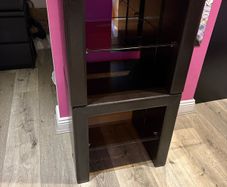Brown leather bedside tables
