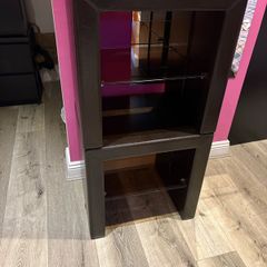 Brown leather bedside tables