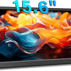Portable Digital TV, 12V DVB-T2 TV, HDMI/AV/USB Inputs, Remote Control, 12V Car Charger Compatible,15.6inch,Black