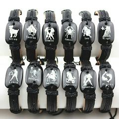 new 10pcs zodiac signs leather bracelets.