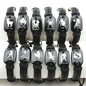 new 10pcs zodiac signs leather bracelets.